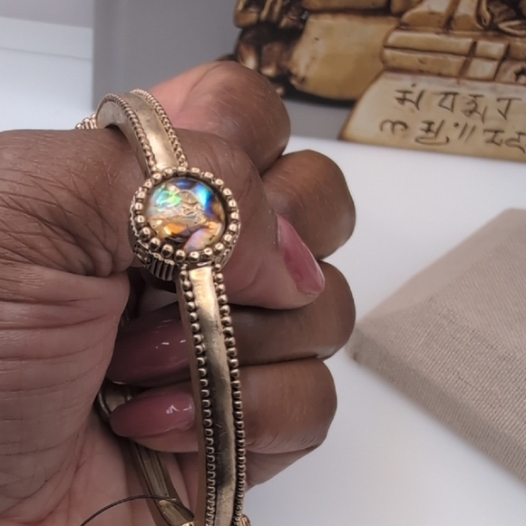 Chico's Stretch Goldtone Bracelet with Aurora Borealis Gem - Picture 3 of 6